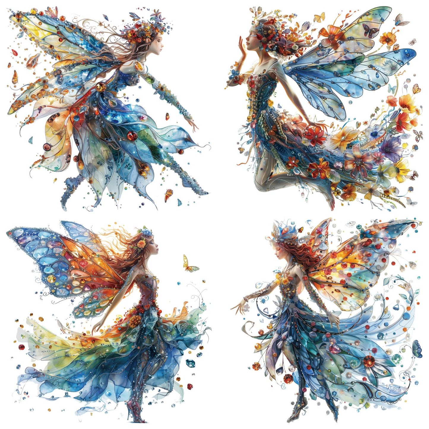 Amaonm 4PCS Removable 3D Dance Girl Wall Decal DIY Flying Butterfly Princess Girls Wall Stickers Peel and Stick Angel Elve Wall Art Decor for Kids Bedroom Nursery Decoration (66004)