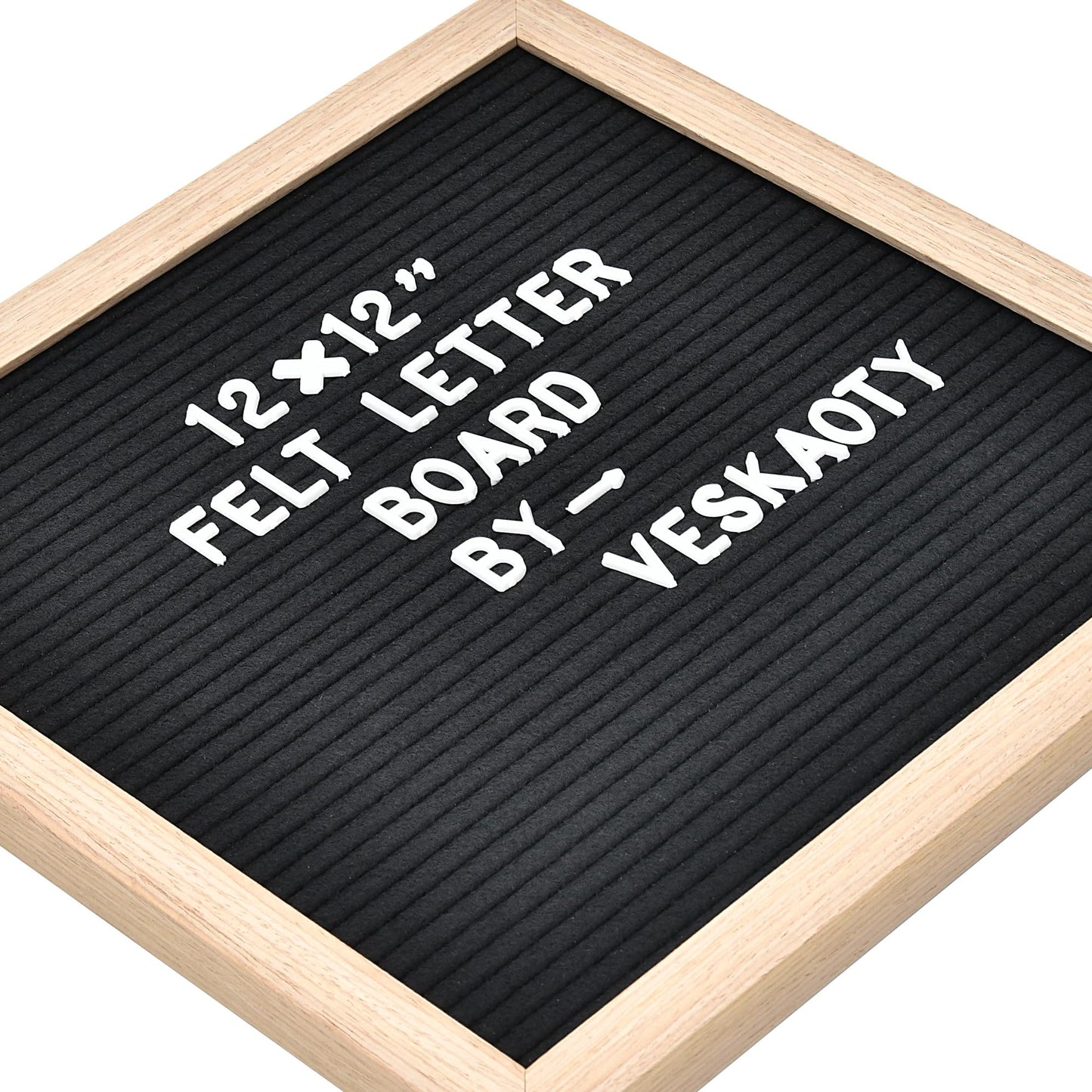 Felt Letter Board with 460 Letters, Numbers & Symbols - 12 x 12 inch Changeable Message Board with Wooden Frame Wall Mount Hook (Black)