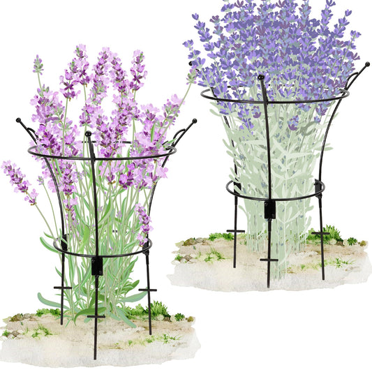VICAMB 2 Pack Large Peony Cages and Supports,23.2" H X 13.4" D Metal Peony Support Rings,Tall Plant Support Garden Stakes for Outdoor Plants and Other Flopping Flowers