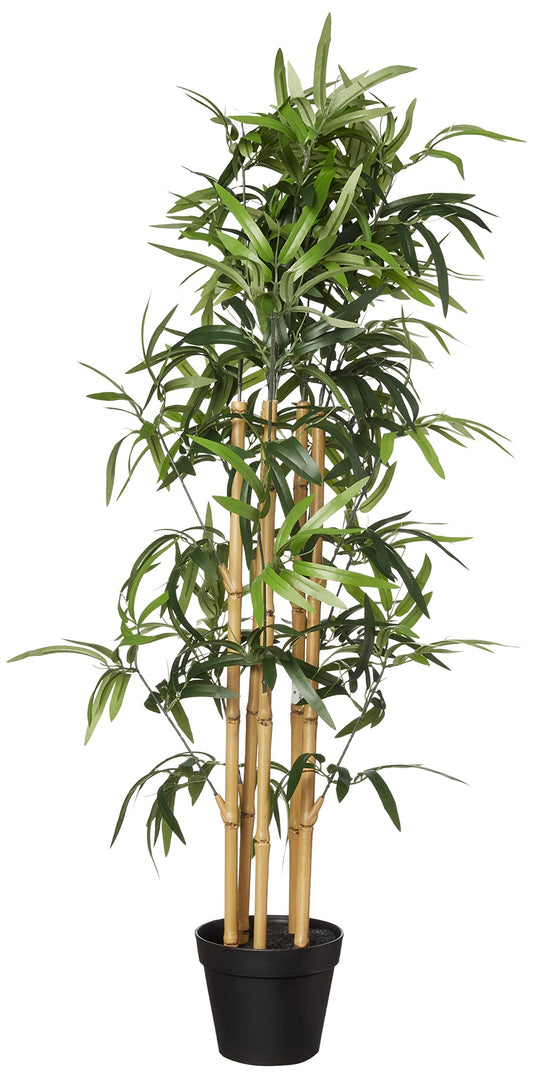 Amazon Basics Artificial Bamboo Plant with Plastic Planter Pot, 39.4", Green, Home Office Decor, Floor Plant