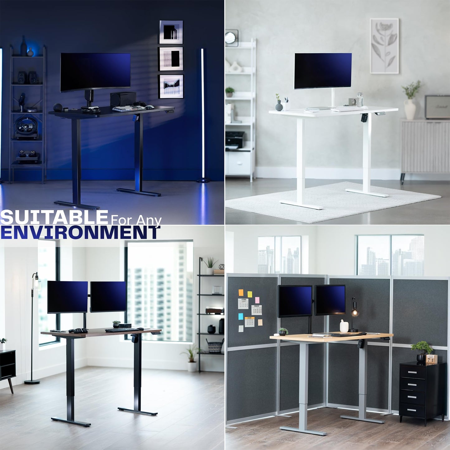 VIVO Electric 60 x 24 in Real Bamboo Standing Desk, Memory Height Adjustment, 1B Series, Holds 220 lbs, One-Piece Top, Black Frame, DESK-KIT-1B6O