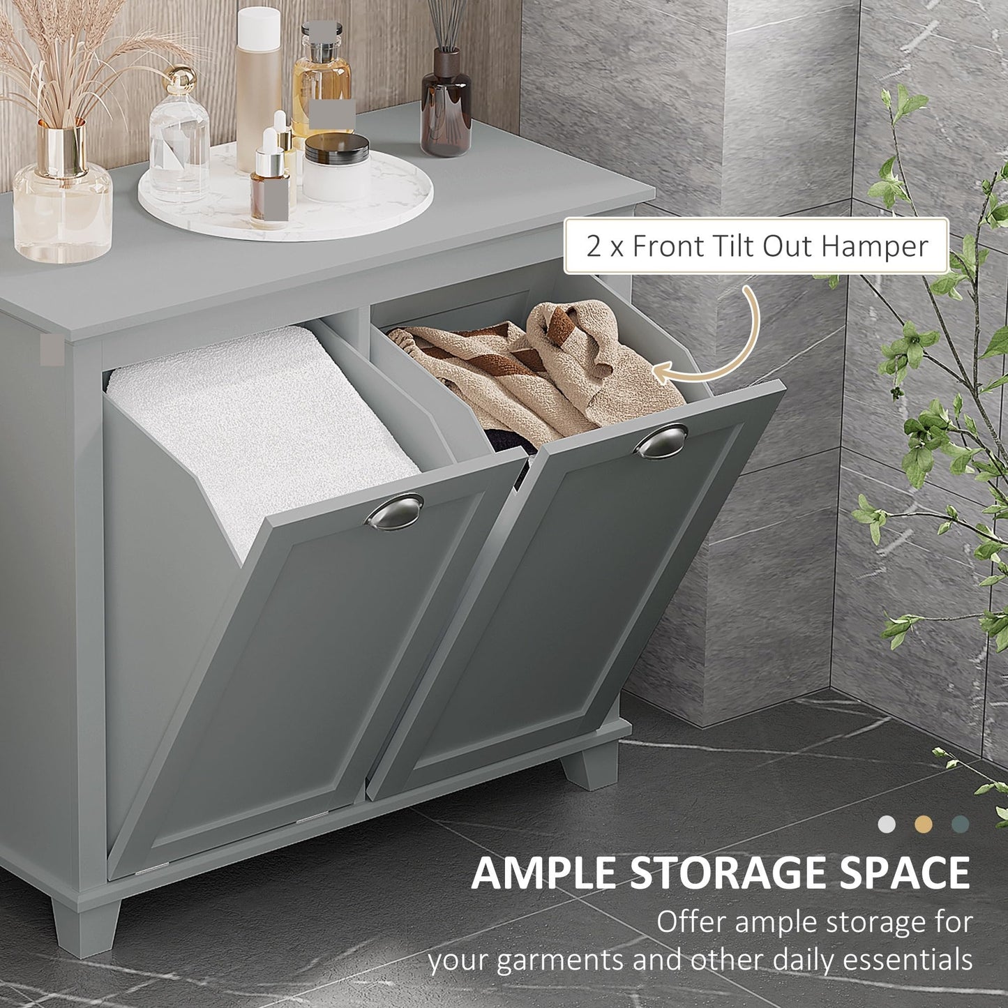 Modern Tilt-Out Laundry Sorter Cabinet, Bathroom Storage Organizer with Two-Compartment Tilt-Out Hamper,for The Kitchen