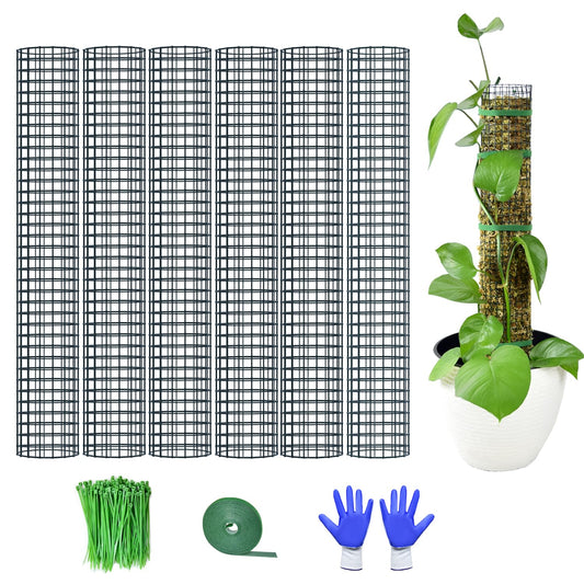 HOLANHING 6 Pack Metal Moss Pole, 24" Moss Poles for Plants Monstera, Stackable Sphagnum Moss Pole for Plants Work with Sphagnum Moss(6 Pack 24")