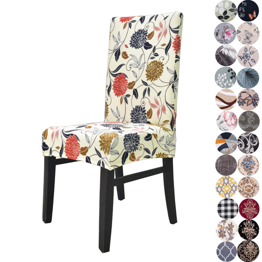Lalluxy Chair Covers for Dining Chairs Set of 4, Stretchy Soft Parson Chair Covers Removable Washable Kitchen Dining Room Chair Slipcovers with Elastic for Universal Fit (Orange Flowers)