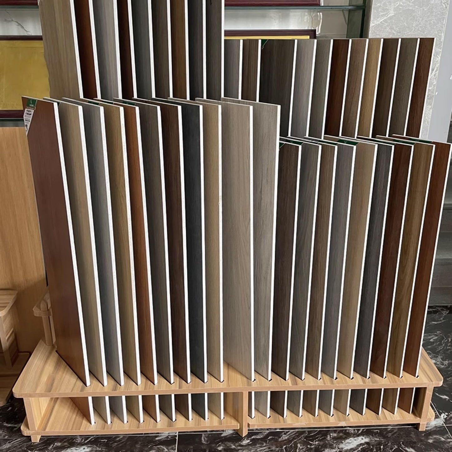 Floor Tile Sample Rack,Wooden Display Shelf for Floor Tiles - Long Strip Marble Sample Rack & Slab Organizer for Retail Stores, Trade Shows, Building Materials Storage (80x42 cm)