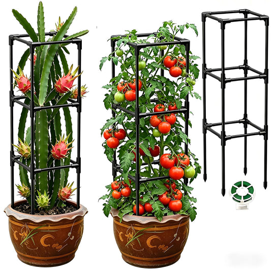 Dragon Fruit Trellis for Climbing Plants Indoor Outdoor, Heavy Duty Metal Adjustable Vertical Garden Support for Indoor Outdoor Potted Plants, Tomato, Cactus, Roses,Vines(10 * 10 * 47inch,1PC)