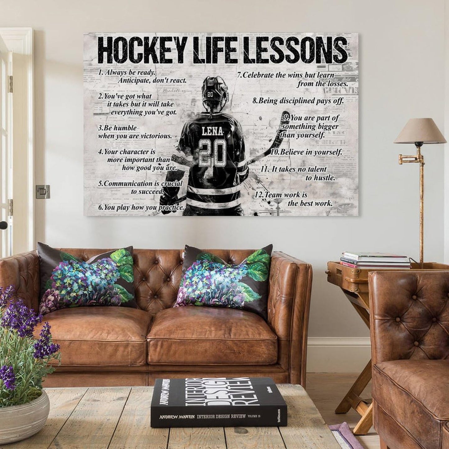 JHAMZPOSTER Hockey Life Lessons Poster Motivational Sports Canvas Wall Art Aesthetic Decorative Painting Living Room，Bars Cafes, Restaurants, Pool Halls And Hotelsstyle 12x18inch(30x45cm)