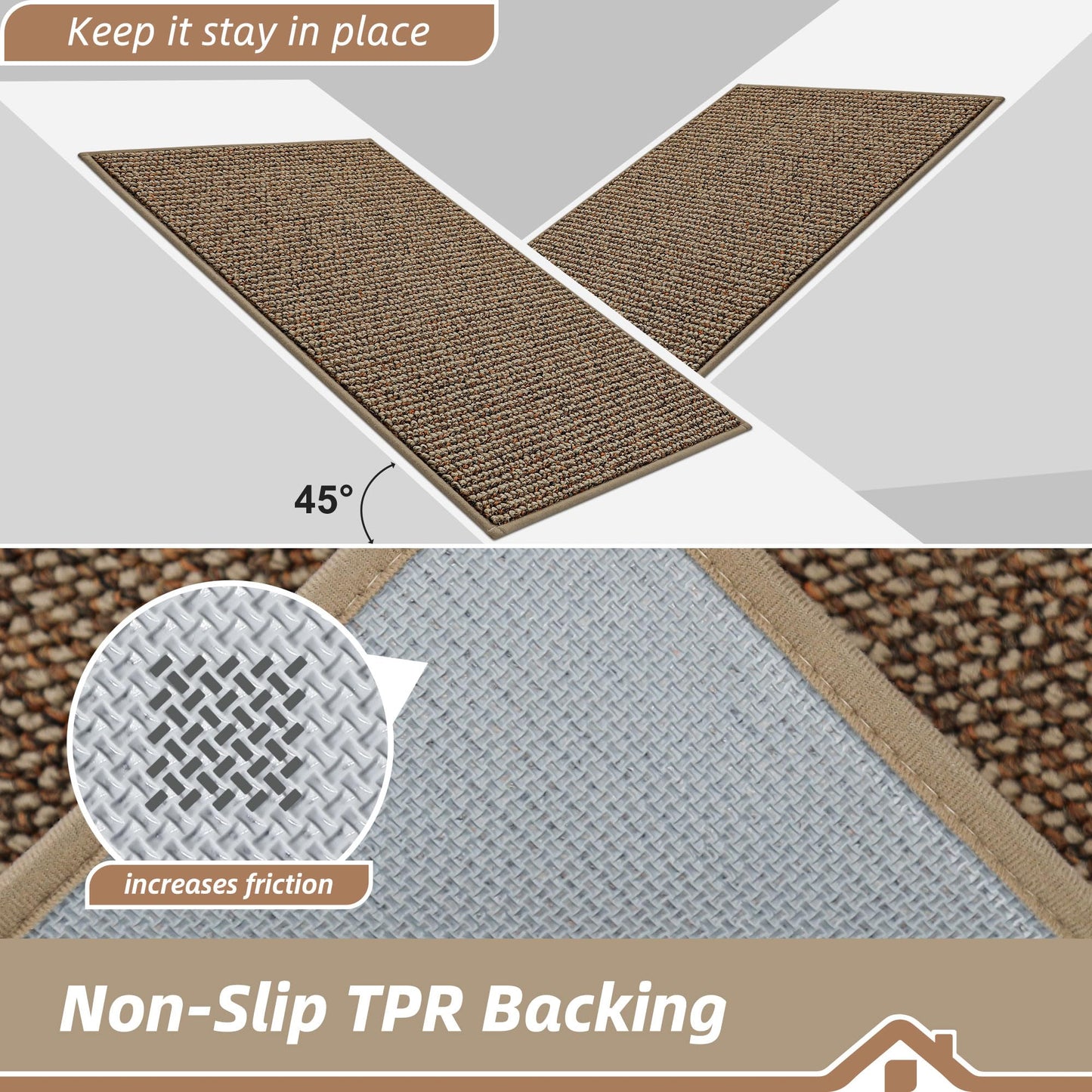 BEQHAUSE Dirt Trapper Door Mat 32" x 72", Non-Slip Washable Doormats Entrance Mat, Dirt Resistant and Absorbent Welcome Mat, Low Profile Floor Mats for Front Back Door and Entryway, Beige
