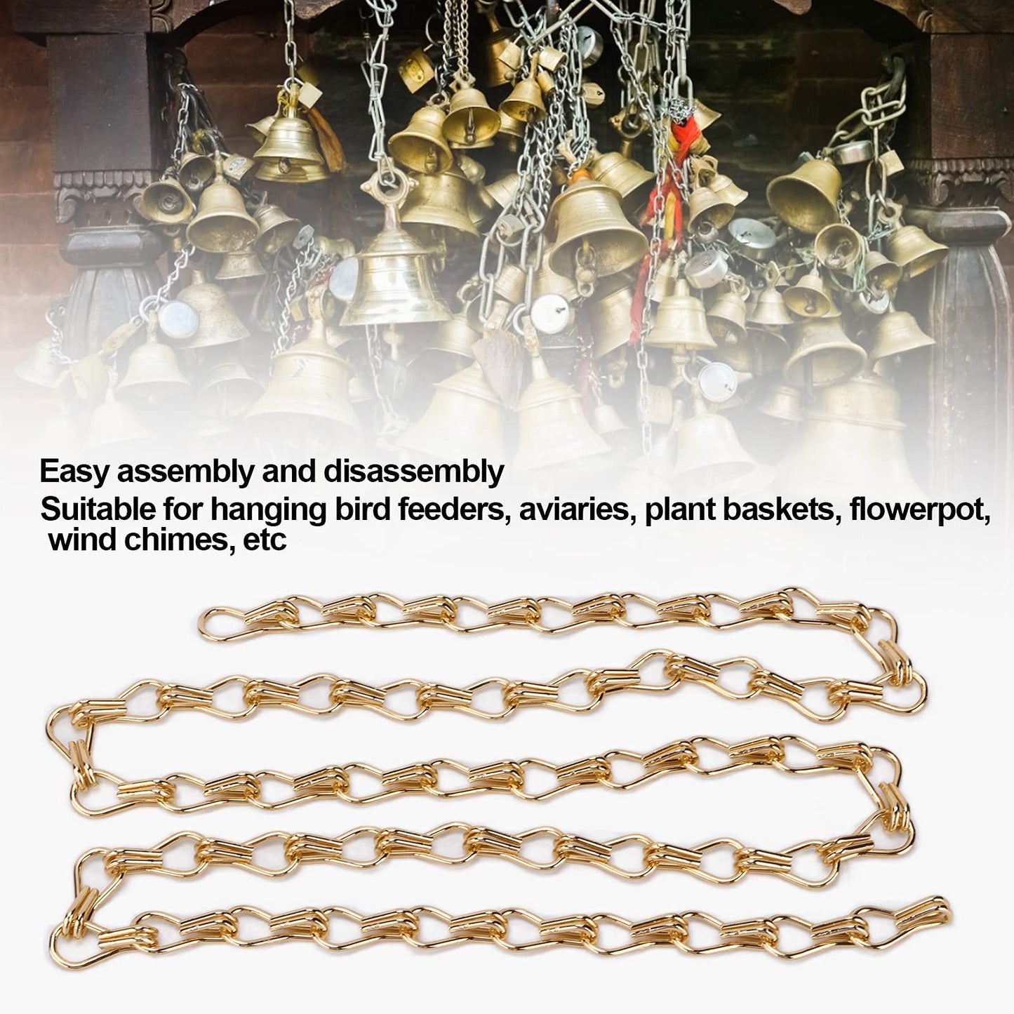 Watris Veiyi 4PCS Decorative Chain, Hanging Gold Chain, DIY Chandelier Decor Chain for Home Decorative (2m/78.74in), Gold