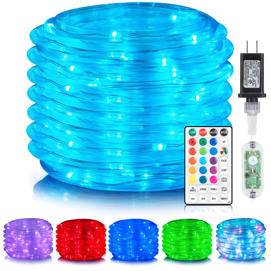 ANJAYLIA 66ft 200 LED Rope Lights Outdoor, Waterproof 16 Colors Changing String Lights Plug in with Remote Control Indoor Twinkle Fairy Lights for Bedroom Garden Party Halloween Christmas Decorations
