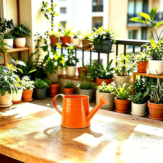 Metal Watering Can 1l, Tinplate Watering Kettle Colorful Galvanized with Handle, Perfect for Home Gardening, Indoor House Plants, Outdoor Patio (Orange)