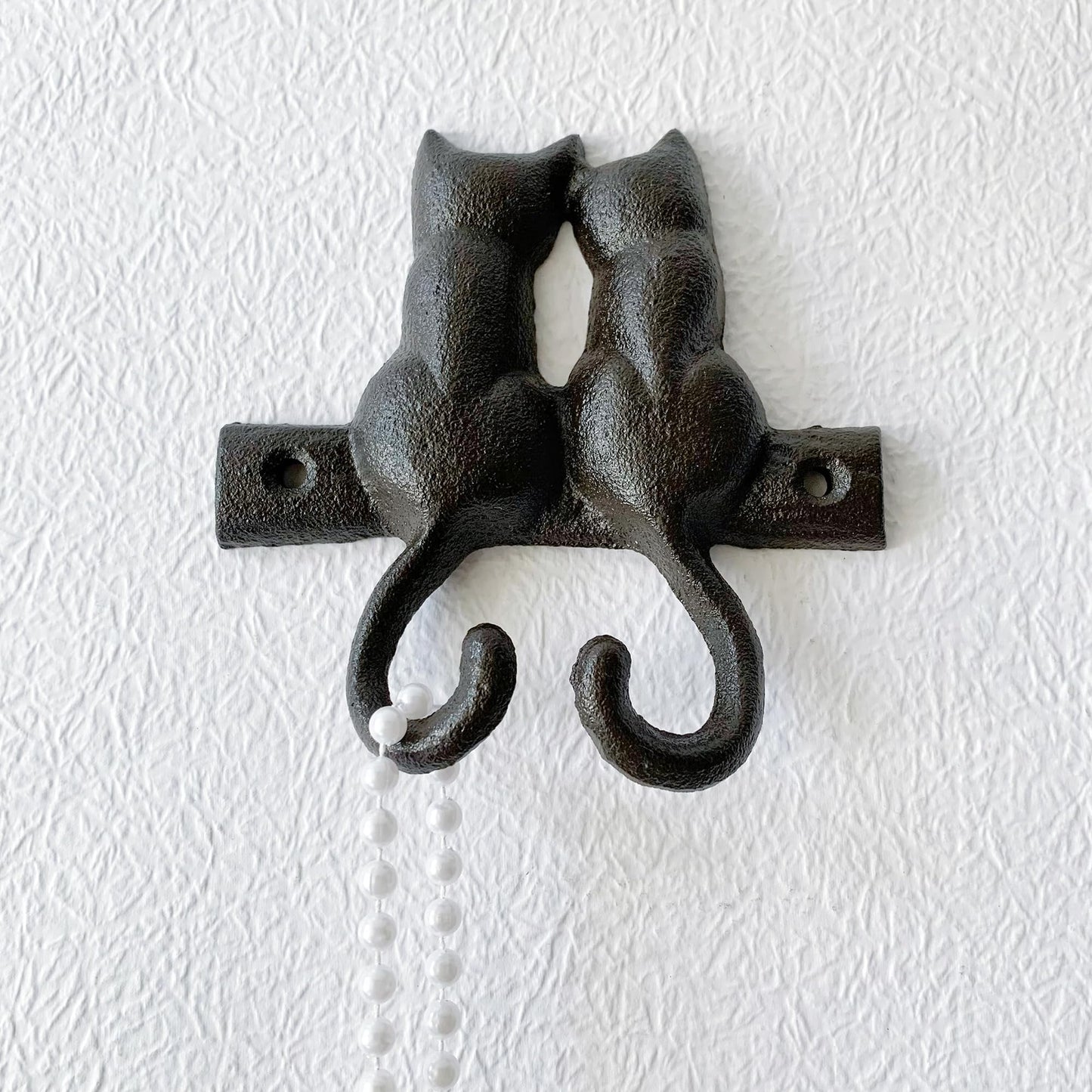 Zorues Rustic Cat-Shaped Decorative Wall Hook Rack Hangers for Hanging Clothes, Coats, Towels, Keys, and Hats, 1 Pack Antique Cast Iron Mounted Wall Hooks