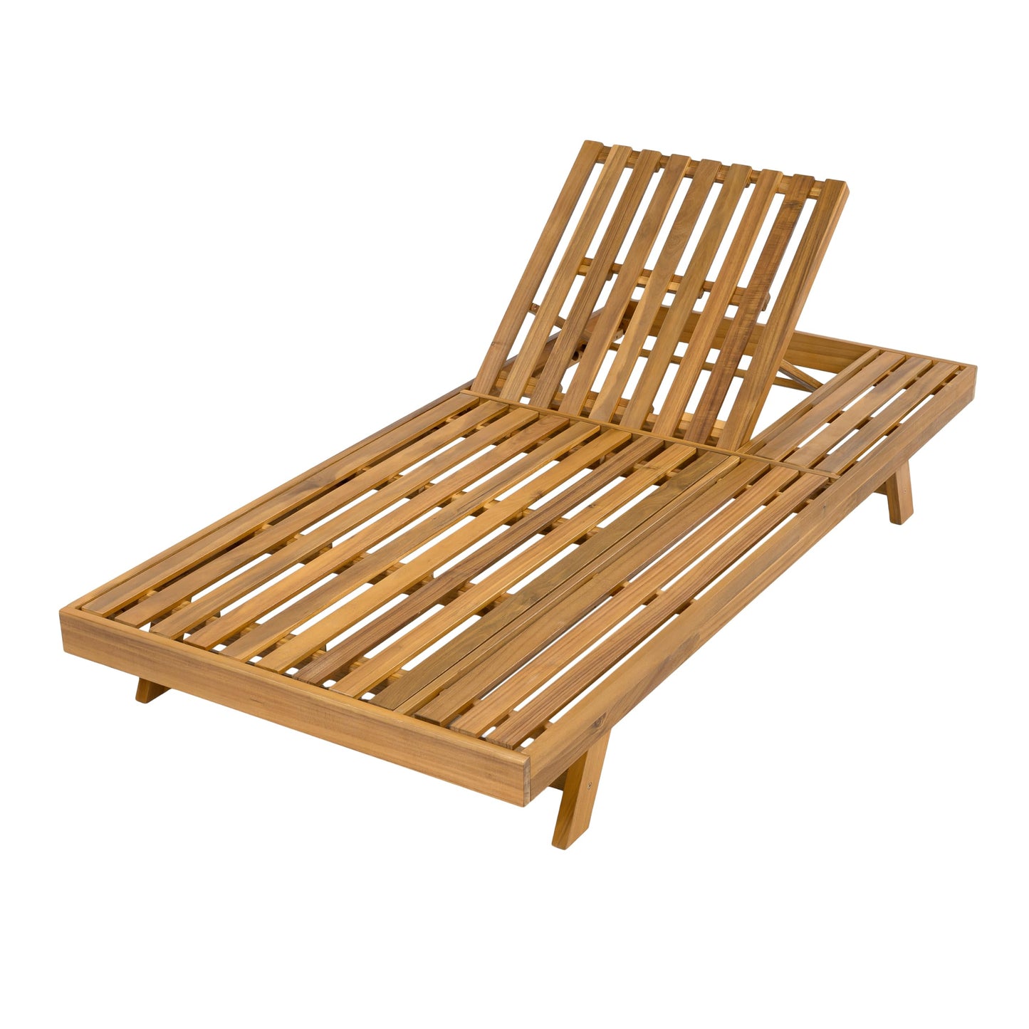 Christopher Knight Home Kayes Wood Chaise Lounge with 4'' Four-Folds Cushion, Outdoor 79'' Patio Recliner Chair with 4-Position Adjustable Backrest, Sun Lounger for Backyard, Teak+Cream