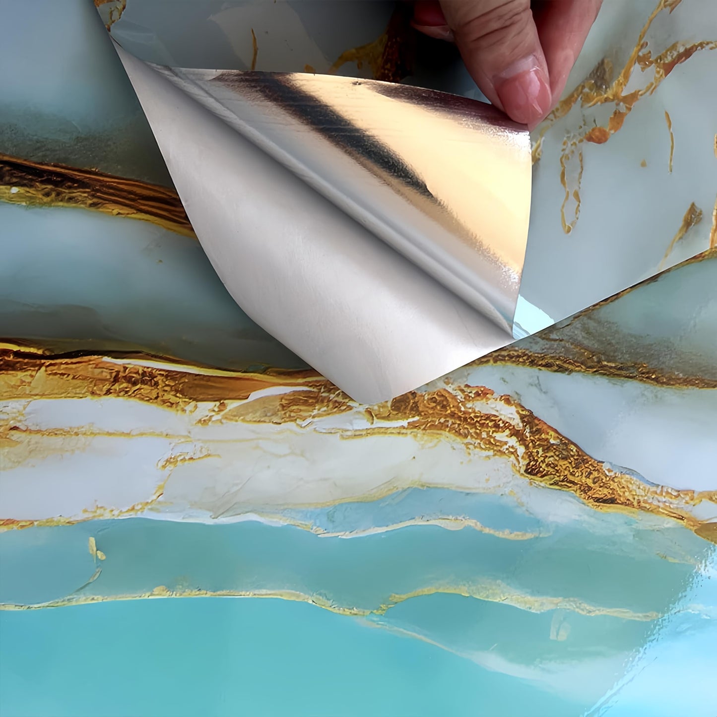 mwpqbd Wallpaper Kitchen Cooktop Oil Resistant Sticker Furniture Renovation Sticker Living Room TV Background Marble Texture Light Luxury Wallpaper Self-Adhesive (Black Gold Grain)