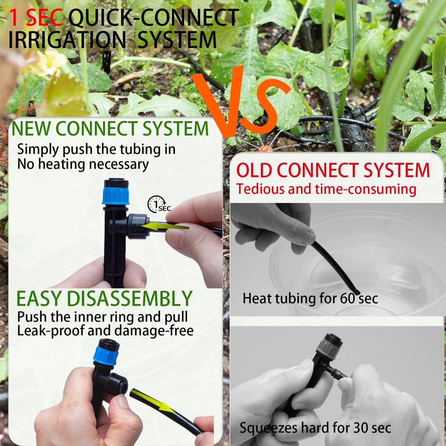 250ft Drip Irrigation Kit, Quick-Connect Plant Watering System for Greenhouse, Automatic Sprinkler System for Yard,Garden Watering Misting with Irrigation Tubing Adjustable Emitter Ground Stake