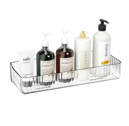 ZEXALOR Wall Mount Organizer for Kicthen, Bathroom, Dresser, Office, Pantry Storage and Organization - Clear Long Wall Basket Storage, Cabinet Door Organizer (13.9×4.7×2.8")