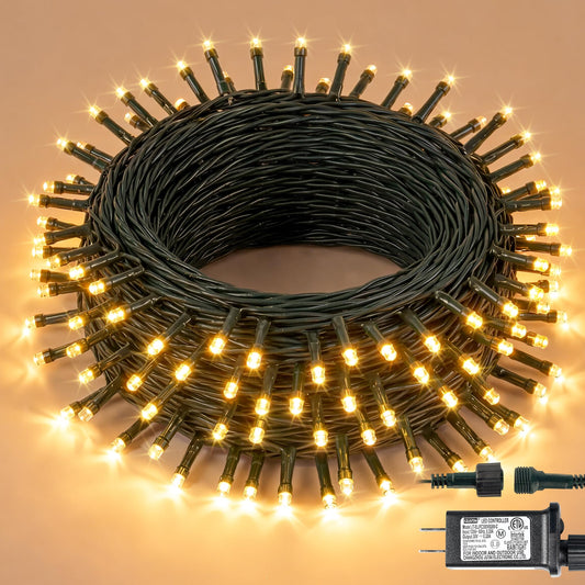 Hopolon String Lights Indoor Outdoor, 33 FT 100 LED Christmas Lights Waterproof, Connectable Green Wire Twinkle Fairy Lights Plug in for Wedding Party Patio Spring Decor (Warm White)