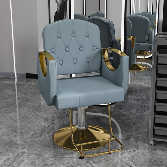 KEIKI 360° Swivel Hydraulic Barber Chair, Professional Salon Chair for Hair Stylist, Non-Tilting Reclining Hair Chair for Tattoo, Spa & Home, Blue