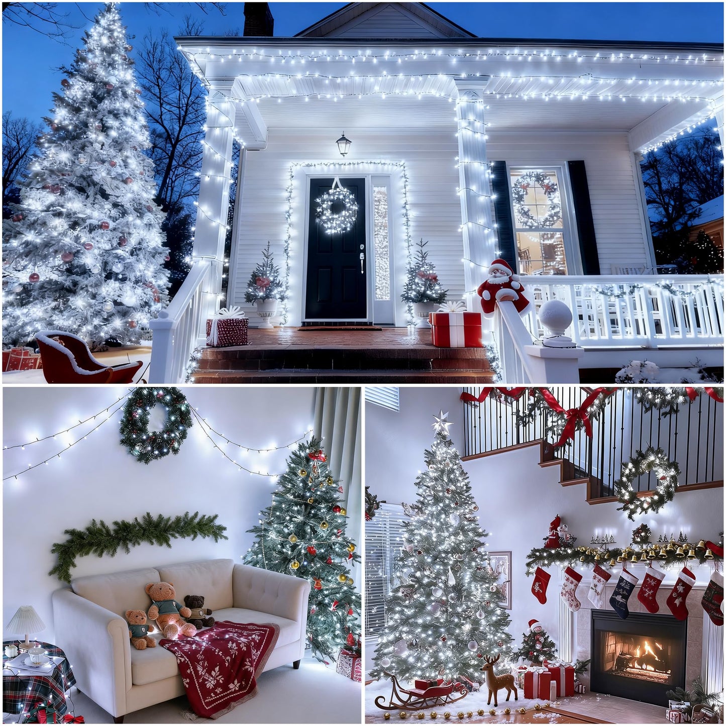 [6 Pack] Solar Christmas Lights Outdoor, 236 FT 600 LED Solar Twinkle Light Outdoor with 8 Modes & Memory Function, Waterproof Chrismas Lights for Xmas Tree Party Decorations