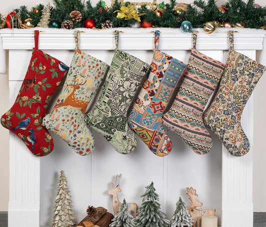 LUBOT Kilim Christmas Stockings Set of 6 Large Family Xmas Stocking 20" Handmade Boho Rustic Country Vintage Woven Stocking Fireplace Hanging Decor 6 Pack