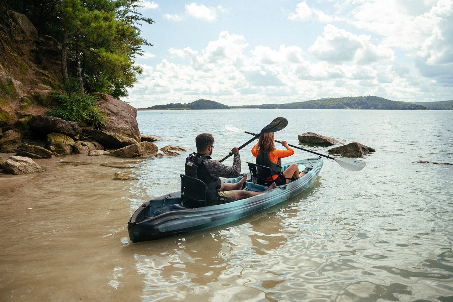 Perception Kayaks - 13.5 Tandem Kayak - Sit on Top - Large Rear Storage with Tie Downs - 13.5 ft - Deja Vu