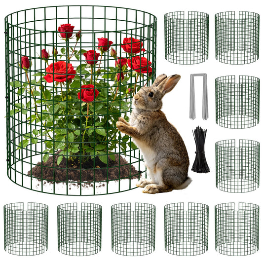 Unves 10 Set Plant Protectors from Animals, 12 x 12 Inch Wire Plant Cages for Outdoor Plants-Covers Protect Vegetables Flowers from Animals, Prevent Rabbit & Chicken Entering