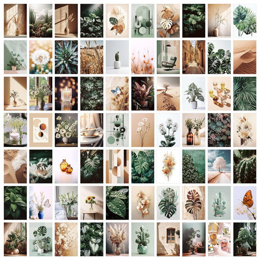 LIIGEMI 70PCS Botanical Wall Collage Kit Aesthetic Pictures, Photo collage kit, Bedroom Decor for Teen Girls, VSCO Girls Bedroom Decor, Aesthetic Posters，70 Set 4x6 Inch (Green)