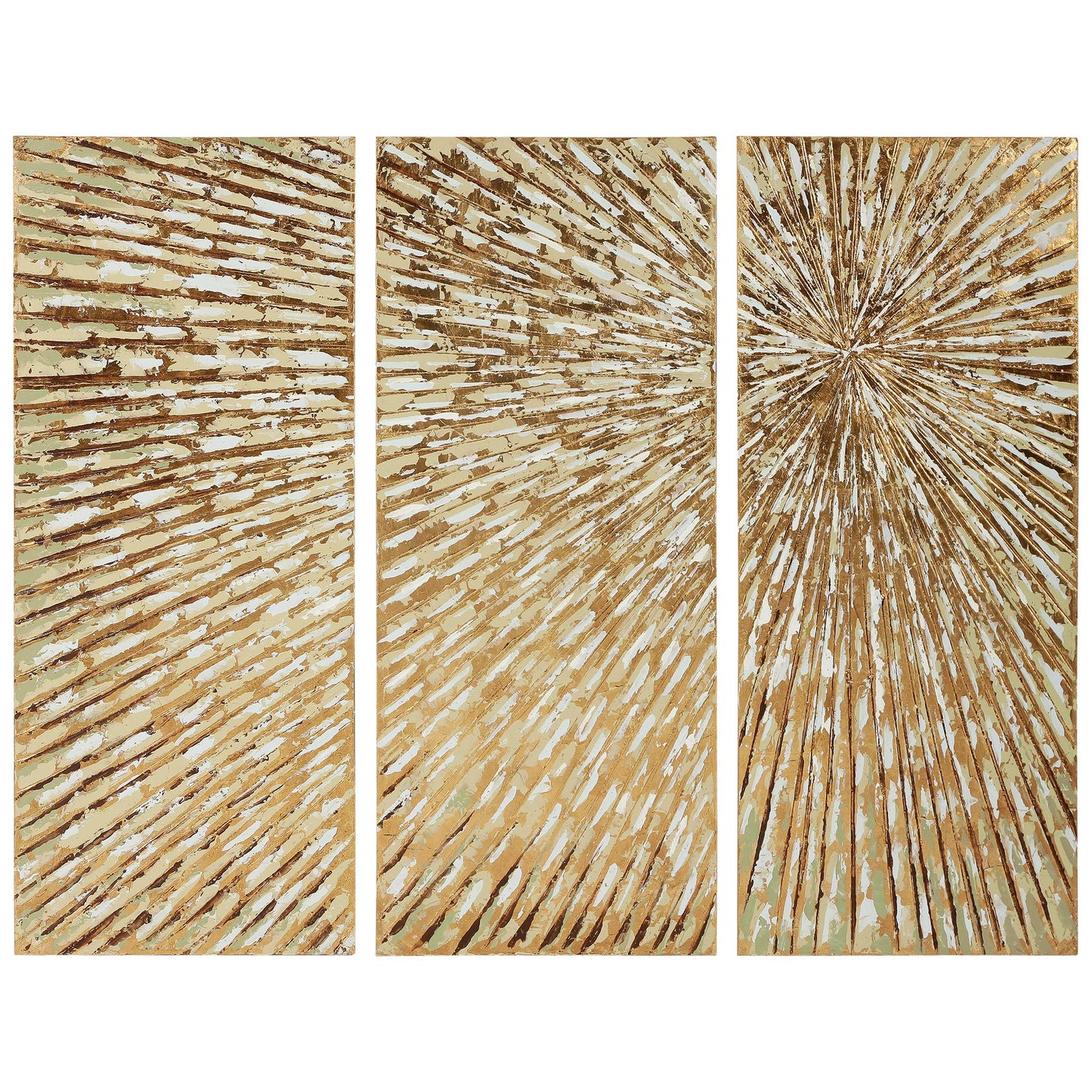 Empire Art Direct Gold Wall Art Textured Hand Painted Canvas by Martin Edwards, Triptych, 48" x 20" each, Sunshine