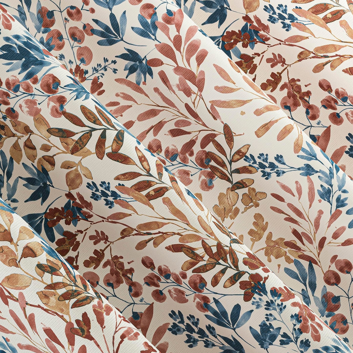 No. 918 Amelie Botanical Print Energy Saving Grommet Curtain Panel, 48" x 84", Indigo Blue