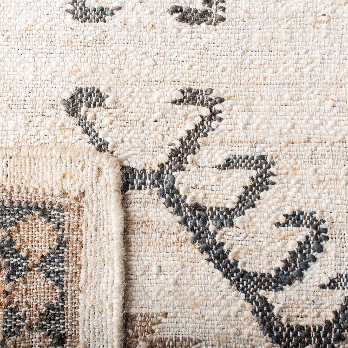 SAFAVIEH Kilim Collection Area Rug - 5' x 8', Ivory & Black, Handmade Flat Weave Jute, Ideal for High Traffic Areas in Living Room, Bedroom (KLM762A)