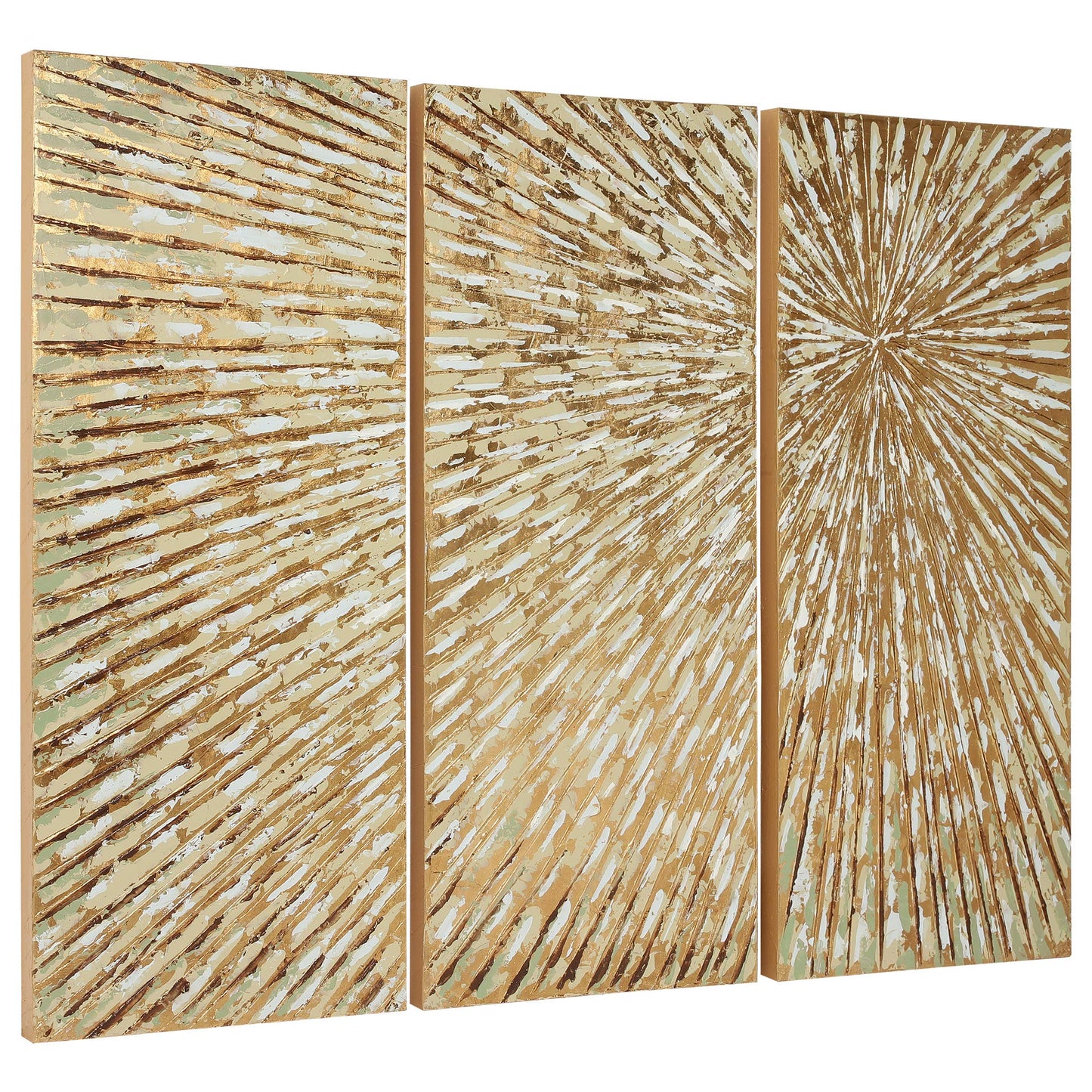 Empire Art Direct Gold Wall Art Textured Hand Painted Canvas by Martin Edwards, Triptych, 48" x 20" each, Sunshine